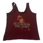 3d emblem women's XL 90s Burgundy Rose Tank Top biker harley lace moto free spir Red Photo 0
