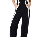 Spanx NWT AirEssentials Stripe Jumpsuit Black White Striped Wide Leg Size Medium Photo 0