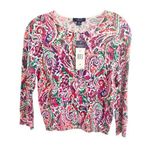 CHAPS  Floral Paisley Multicolor Crop Knit Cardigan Photo 0
