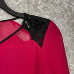 Bisou Bisou Women's Red Sheer Lace Cutout Shoulder Wrap Top - Size Small - Goth Photo 1