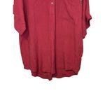 BKE  Women Top Shirt Button Front Collar Pocket Short Sleeve‎ Oversized Red Small Photo 3