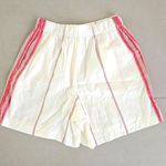 ZARA White and Red Striped Cotton Linen Shorts with Drawstring Photo 1