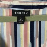 Torrid Torri Plus Size 2X Shirt Dress Waist Defined Lightweight Painterly Stripe Print Photo 7