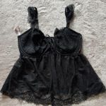 Victoria's Secret  BLACK‎ LACE SCOOP BABY DOLL TEDDY LINGERIE Size M DD Photo 0