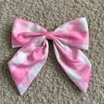 Amazon Pink and white gingham bow hair clip  Photo 0