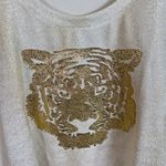 Very J  Gold Tiger Shirt Womens Sz S Metallic Sleeveless Tunic Top Boxy Jersey Photo 4