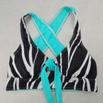 Black Stripe Crisscross Tie Sports Bra Bikini Beach Bralette Swim Top S Small Photo 2