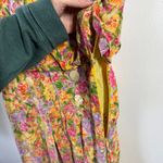 Gillian Dress Women 6 Yellow Pink Floral Vintage 80s Midi Sun Dress 100% Silk Photo 7