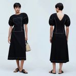 Madewell black puff-sleeve drop-waist midi dress women's nq890 size 8 Photo 1