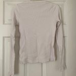 Brandy Melville John Galt White Long Sleeve Ribbed Round Neck Shirt Top Photo 4
