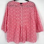Talbots  Women's‎ Button Up Pleated Coastal Pink Blouse Top Size L Cotton Beach Photo 0