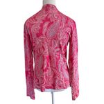 Jones New York  Silk Blend Bright Pink Paisley‎ Size Medium Cardigan Sweater NWT Photo 3