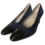 Salvatore Ferragamo Vintage  Leather/Patent Pumps Dark Blue Navy black Size 8 AAA Photo 1