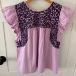 J. Marie Cameron Purple Gingham Embroidered Top. Size Small. Photo 3