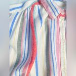 Old Navy Medium Linen Blend Cute White Stripe Beach MIDI Dress Wispy Linen Blend Photo 6