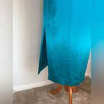 Handmade Teal Silk High Neck Maxi Shift Dress Blue Size M Photo 4