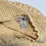 Liz Sport Vintage Crocheted Open Knit Butter Yellow Cardigan Boho Cottagecore Sz L Photo 6