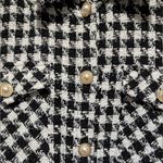 HYFVE Black White Houndstooth Tweed Jacket Pearl Buttons Preppy M Quiet Luxury Photo 6