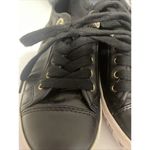 Guess Black Leather Low-Top Sneakers with Gold Accents Casual Fashion Shoes 7.5 Photo 3