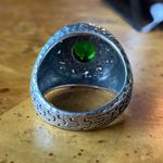 Natural Chrome Diopside Sterling Silver Hammered Ring Size 6 Photo 4