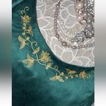 Victoria's Secret VTG VICTORIA’S SECRET 100% SILK Chemise Babydoll Nightie Green Gold Small Photo 3