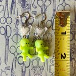 Handmade Kawaii y2k funny funky style neon green baby & butterfly dangle earrings💚👶🦋🌀 Photo 3
