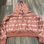 Free People  FP Movement Tie Dye Believer Lace Up Sweatshirt Mauve & White XS Photo 6