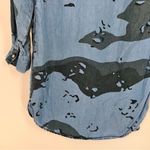 All Saints Kat Women's Camo Denim Mini Shirt Dress in Shades of Blue/Black Sz 0 Photo 5