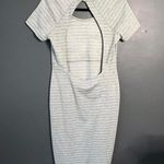 Madison Square gray and white striped backless dress Size L Photo 5