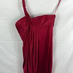 BCBGMAXAZRIA one shoulder deep red satin cocktail dress Photo 0