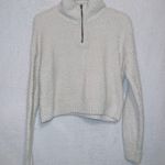 Hollister Cream Long Sleeve Quarter Zip Mock Neck Teddy Pullover Sweater Photo 0