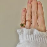 Ecco Green Square Stone Thick Signet Band Ring Jade Olive Sage Earthy Classic Jewelry Photo 13