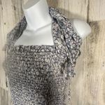 Mable Dusty Blue Floral Midi Dress M | Smocked Halter | Ruffle Hem | MSRP $90 Size M Photo 4