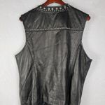 Overland Sheepskin Womens Motorcycle Vest 44 Black Leather Studded Silver Beads Size undefined Photo 1
