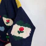 Vtg 1990 The Eagles Eye Cropped Cardigan Sweater Womens M Blue School USA Fruit Size M Photo 5