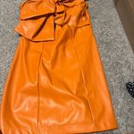 Glam  orange Leather Bow Dress size small Photo 4
