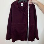 The North Face  Burgundy Fleece Jacket hooded wrap front coat womens large button Photo 1