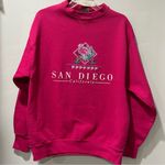 Vtg Sweatshirt San Diego California 80s 90s Womens Pink XL floral flamingo palm Photo 0