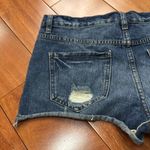 Free People FP  Womens Jean Shorts Button Fly Distressed Raw Hem Blue Denim Sz 27 Photo 3