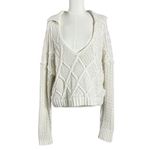 Free People  Size XL Traveler Cable Knit Pullover V Neck Sweater Creme Neutral Photo 2