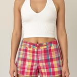 American Vintage Vintage Y2K 2000s retro Pink plaid low rise shorts with button detail Photo 6