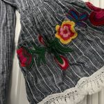 BeachLunchLounge Women’s Striped Blue Dress with Floral Embroidery Photo 1