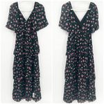 ASOS NWT  Womens Dark Moody Floral Print Flutter Sleeve Tiered‎ Maxi Dress Size 2 Photo 2