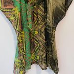 ACE Fashion Kaftan Beaded Green Geometric Print Boho Chiffon Size Medium Photo 9