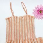 Faherty Dream Cotton Gauze Lakeview Dress Sepia Neutral Stripe Coastal Midi Photo 6