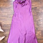 Bebe • Satin Cowl Neck Slip Midi Dress Berry pink purple bias cut draped Photo 0