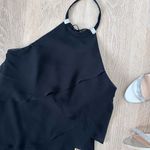 Daymor Couture Designer 100% Silk Dress, Luxury Black Tiered Halter Evening Gown Size 8 Photo 3