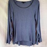 Moa Moa Top Women's Size M Blue Long Sleeve Boho Peasant Hippie Modern Photo 0