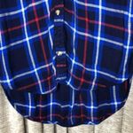 American Eagle Boyfriend Oversize Fit Blue Plaid Flannel Size Extra Small Photo 3