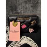 Juicy Couture  Black Quilted Zip Wallet Gold Logo Charm Wristlet Y2K Photo 2